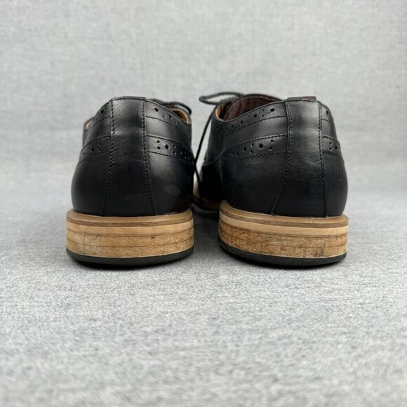 Fairlane Shoes Mens 13 Black Oxfords Leather Wingtip Classic‎ Office Preppy - Picture 5 of 16